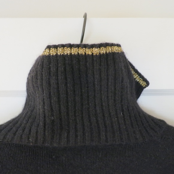 Vintage Clover 1980s Wool + Angora Black Sweater Red Gold Floral Embroidery Med - Picture 12 of 12